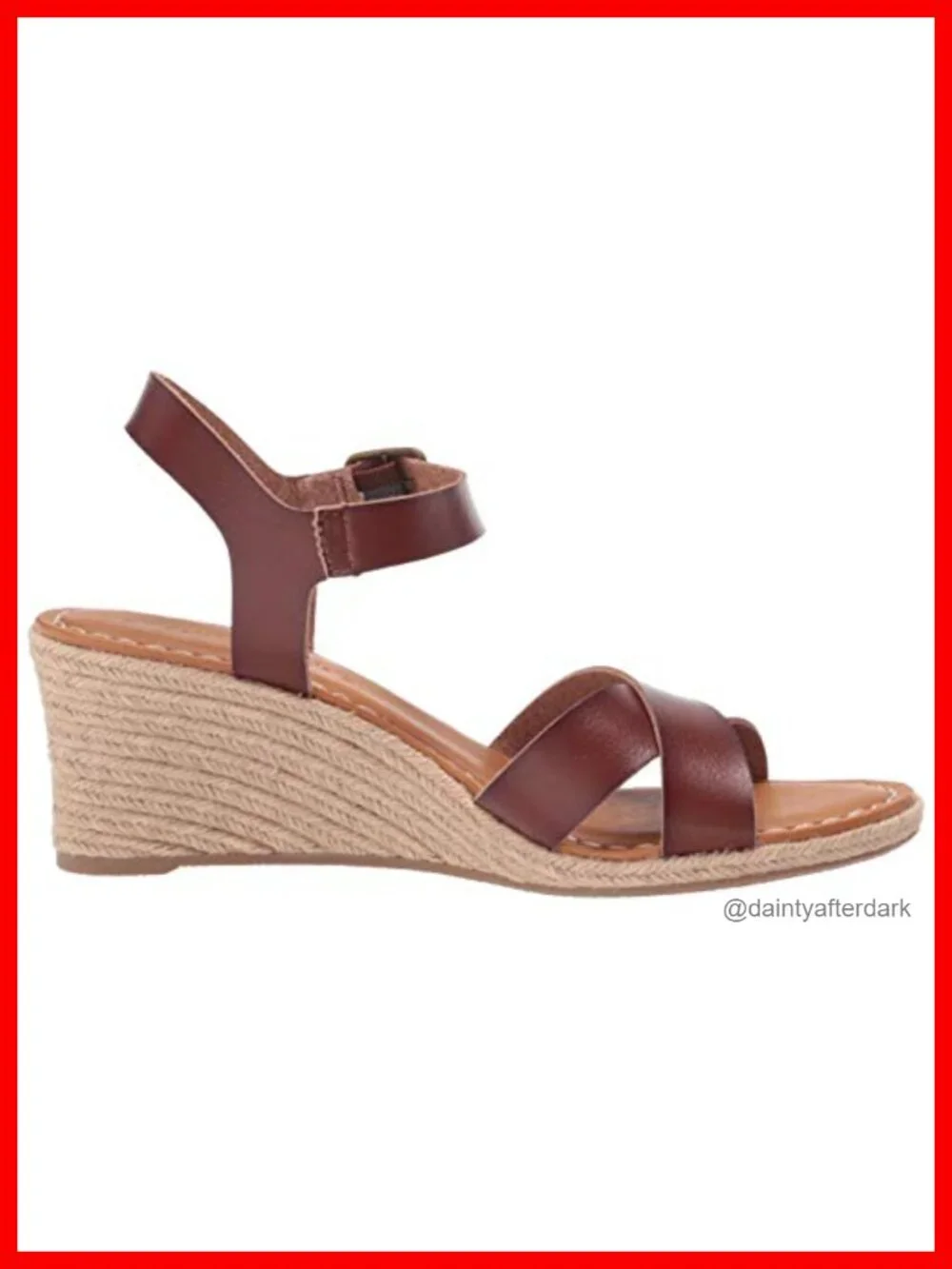 Espadrille Wedge Sandals, Faux Leather, Adjustable Ankle Strap, Memory Foam